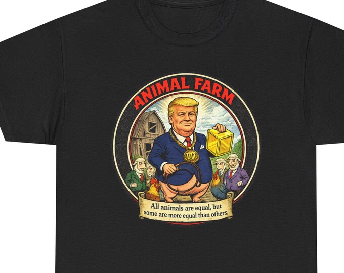 Animal Farm T-Shirt | Satirical Political Cartoon Tee | Orwellian Quote Shirt