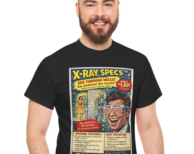 X-Ray Glasses Tee | Retro 1960s-style Comic Ad with Faux Science