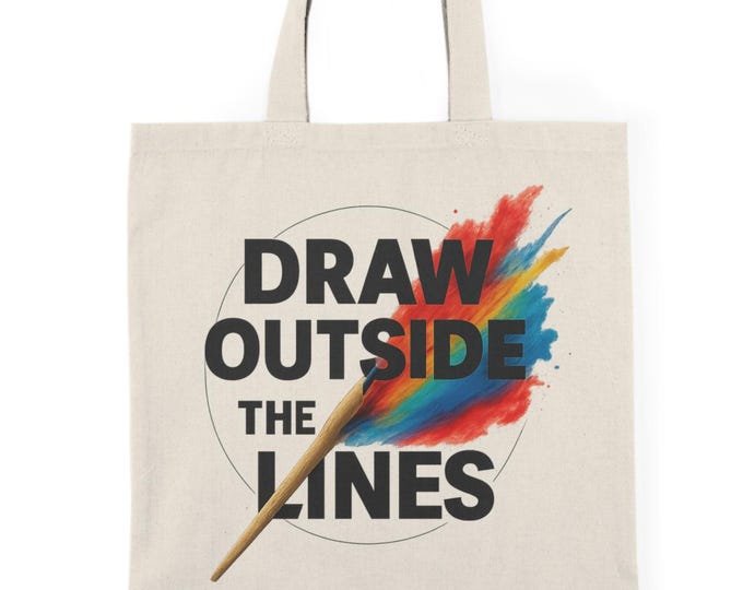 Draw Outside the Lines Tote Bag | Paintbrush Splash Art