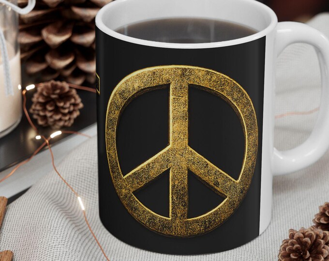 RESIST Peace Symbol Mug /Distressed Protest Art