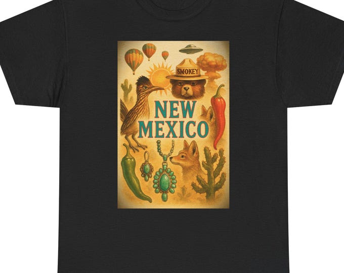 New Mexico Attractions Shirt | Hot Air Balloons, Cactus, Chili Pepper