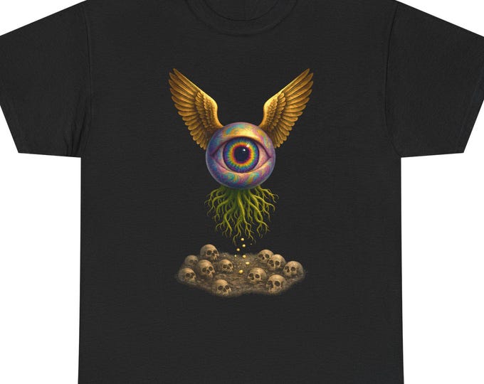 Winged Eye T-Shirt, Surreal Roots Skulls, Visionary Psychedelic Art Tee