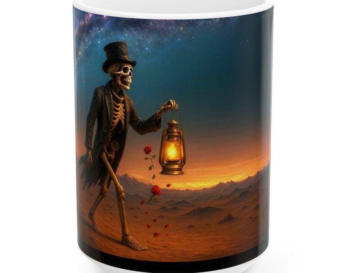Skeleton Mug| Dead Skull with Top Hat Nightscape Art