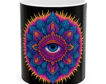 Colorful Mandala Eye Mug | Third Eye Spiritual Cup