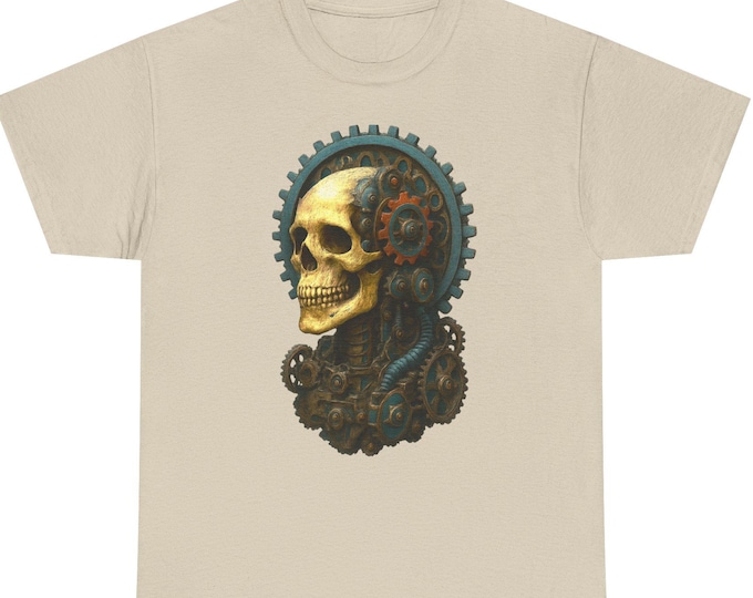 Steampunk Skull T-Shirt | Mechanical Gothic Gear Skull Tee