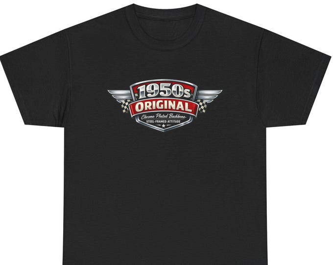 1950s Original T-Shirt: Retro Automotive Badge Tee – Classic Car Style Gift