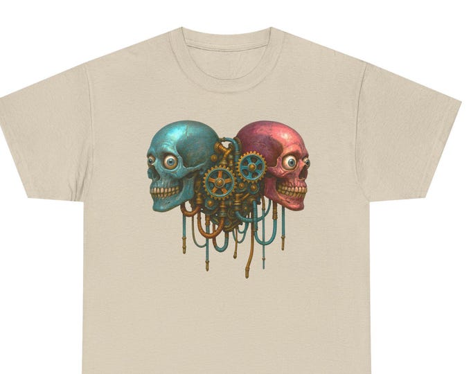 Skull Engine Tee, Retro Cyberpunk Design Shirt