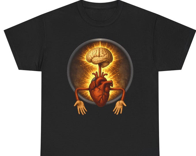 Heart & Mind T-Shirt / Brain Heart Surreal Anatomy Graphic /Creative Thinking Art
