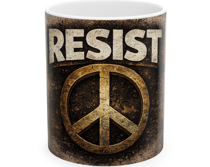 Resist Peace Sign Mug | Vintage Grunge Protest Design