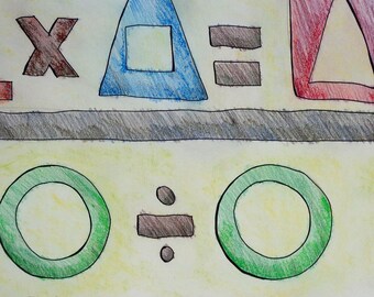 Math For Dummies Colored Pencil Drawing, Original Art on Paper