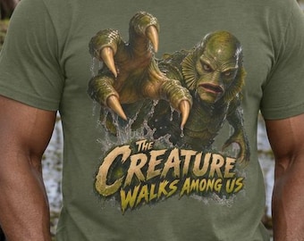 Vintage Lagoon Monster T-Shirt, Retro Aquatic Horror Creature Tee