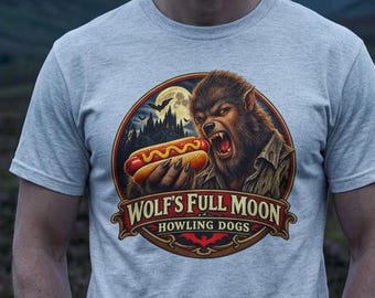 Funny Werewolf Hot Dog T-Shirt, Vintage Foodie Horror Graphic