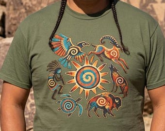Petroglyph Sun Shirt, Southwest Ancient Rock Art T-Shirt