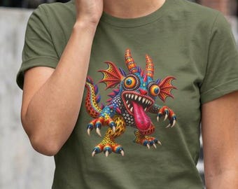 Mexican Folk Art Monster T-Shirt, Alebrije Cryptid Creature Tee