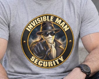 Invisible Man Security Shirt, 1930s Pulp Horror Tee, Vintage Noir T-Shirt