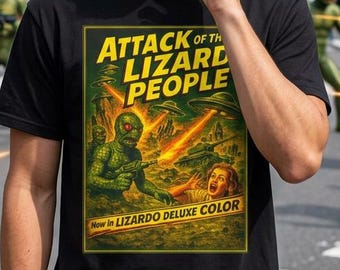 Attack of the Lizard People Shirt, Retro Sci Fi B Movie Tee