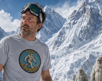 Yeti Wrangler T-Shirt | Himalayan Adventure Tee, Embroidered Patch Sasquatch