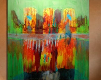 New Mexico Landscape Painting,  Abstract 40x40 inches