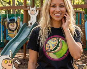 Surreal Monster Badge T-Shirt | Thomas Hill Art | Psychedelic Creature Graphic Tee