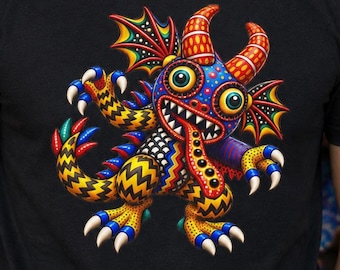 Alebrije-Inspired Fantasy Monster T-Shirt | Mexican Cryptid Creature Tee