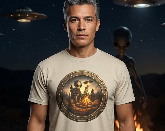 Alien Campfire T-Shirt | UFO Desert Camping  |  Funny ET Cooking