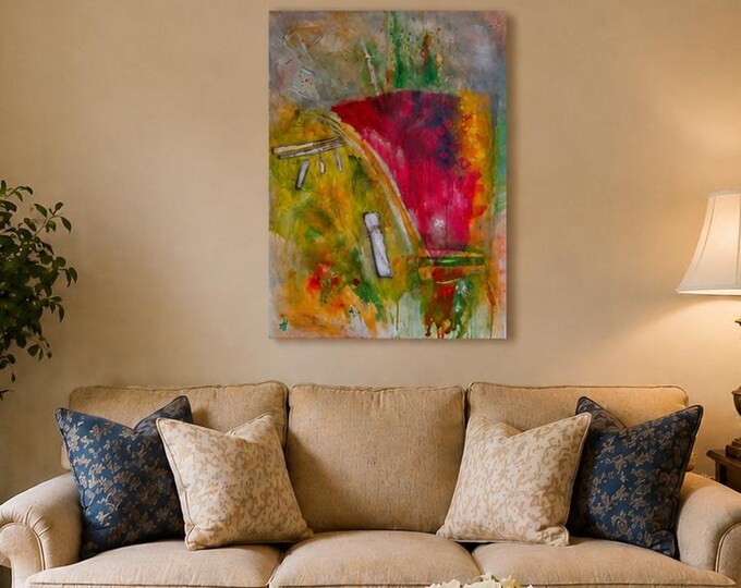Original Painting on Canvas, Textured Acrylic