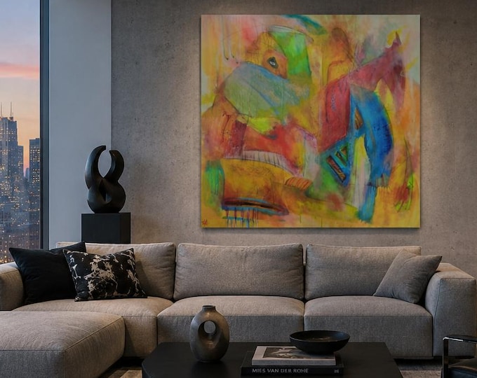 Acrylic Painting on Canvas, Large Original Art
