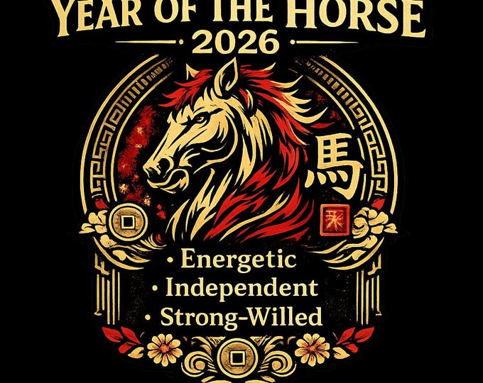 2026 Year of the Horse Tee | Energetic Independent Strong-Willed Horse T-Shirt