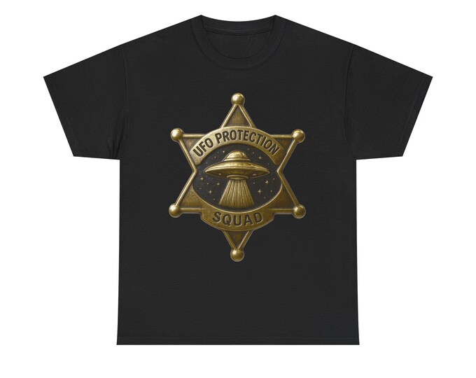UFO Protection Squad Badge Tee | Alien Abduction Sheriff Emblem Roswell New Mexico Flying Saucer