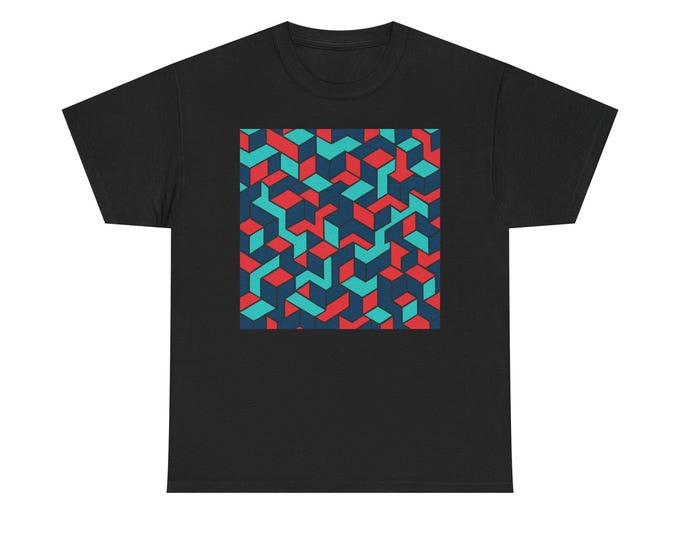 Geometric  Pattern Tee | Abstract Cube Print, Casual Shirt
