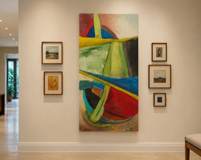 Original Abstract Southwest Acrylic Painting 24x48 | Colorful New Mexico Modern Wall Art