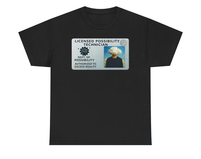 Possibility Technician Tee | Surreal ID Card, Cloud Head Design