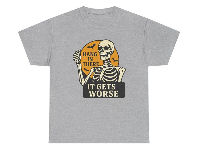 Sarcastic Skeleton Tee, Moon and Bats Graphic Shirt, Gothic Attitude Top, Halloween Unisex Tshirt, Funny Goth Apparel, Spooky Graphic Tee