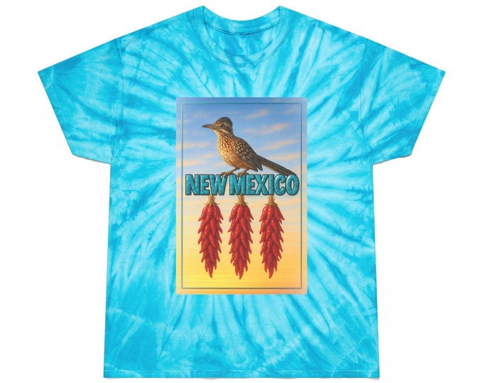 New Mexico Roadrunner graphic Tee | Yellow Spiral Tie-Dye