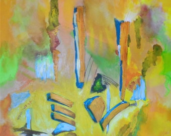Enigmatic Original Art on Canvas: Acrylic Painting  40" x 40"