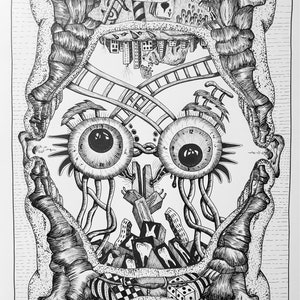 Portrait, pen and ink drawing, direct from the artist