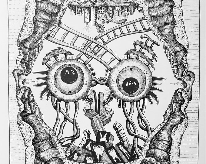 Portrait, pen and ink drawing, direct from the artist