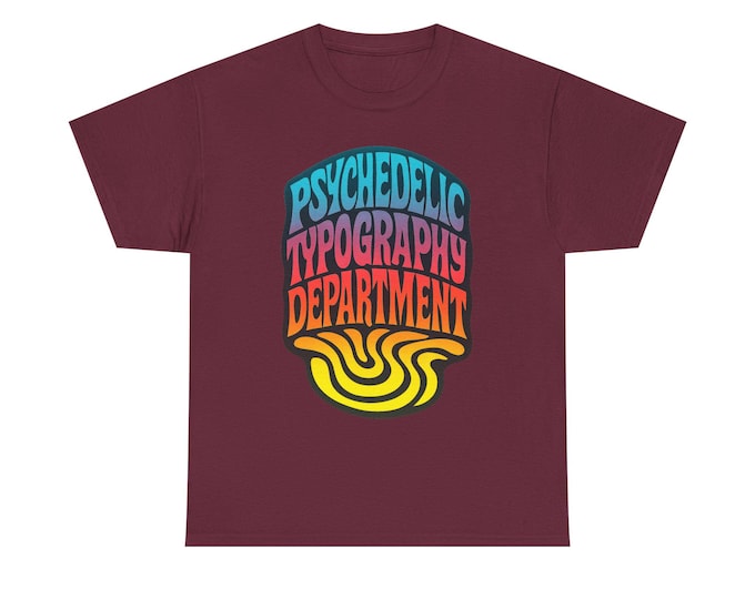 Psychedelic Typography Department T-Shirt | Retro Split Fontan 60's Graphic