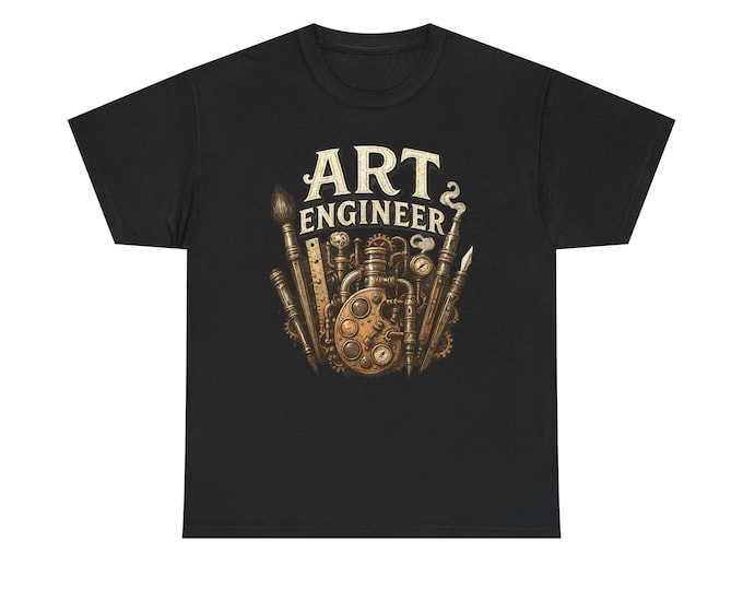 Art Engineer Steampunk T-Shirt  Gears, Tools & Vintage Brass Design