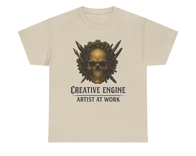 Steampunk Skull with Gears & Artist Tools T-Shirt