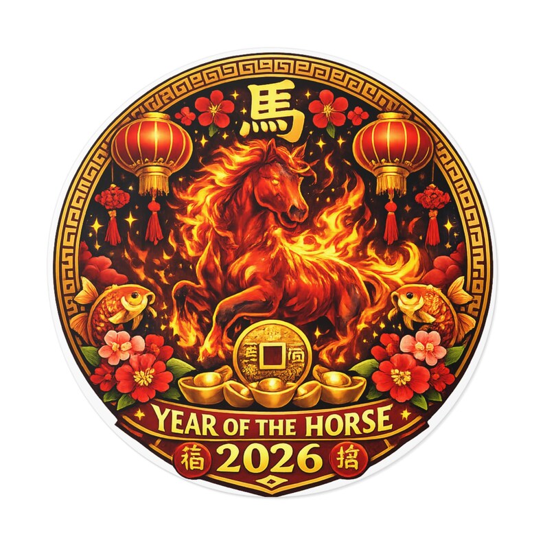 2026 Sticker Year of the Horse | Chinese New Year Zodiac Horse - Etsy