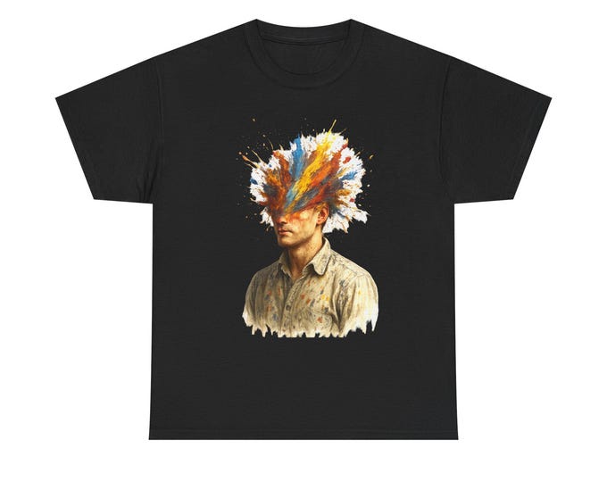 Artist Color Splash Head Tee | Surreal Portrait, Watercolor Explosion