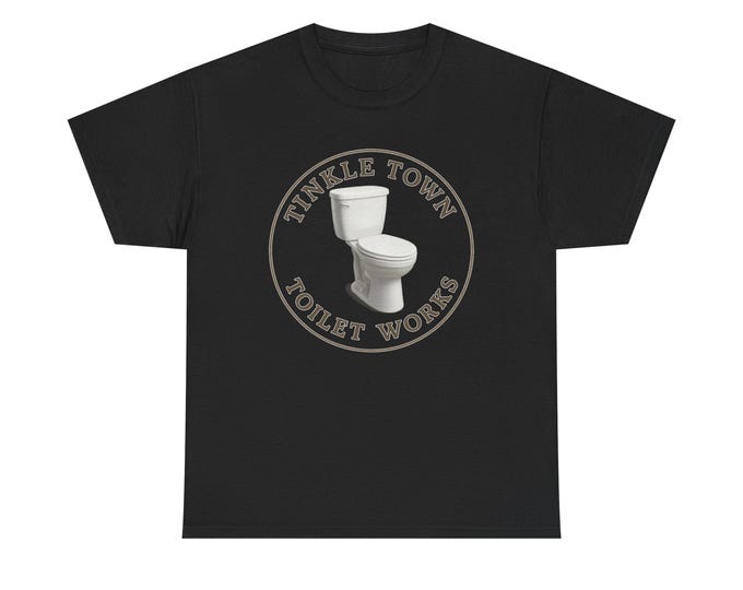 Tinkle Town Toilet Works Tee | Retro Toilet Logo, Funny Plumbing Shirt