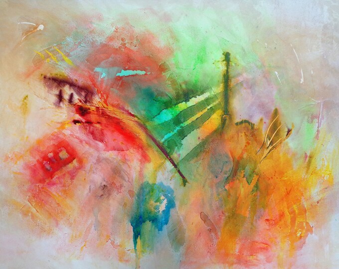Acrylic Canvas Painting, Original Art, Intriguing with Color