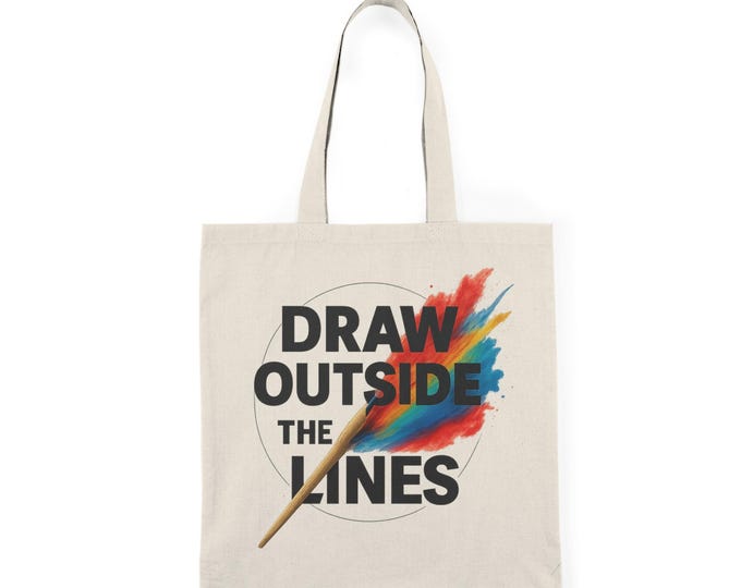 Draw Outside the Lines Tote Bag | Paintbrush Splash Art