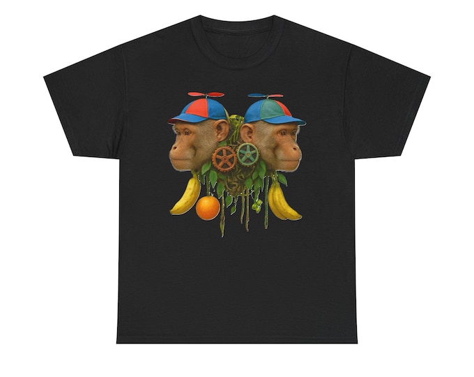 Banana Brothers: Retro Propeller Hat Monkey Artwork Tee