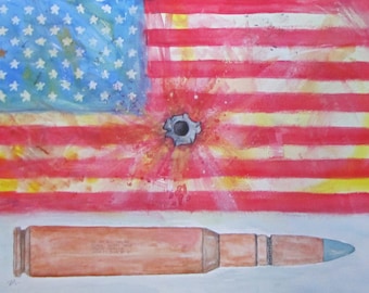 Original Watercolor of Bullet