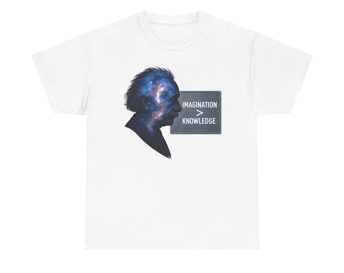 Imagination > Knowledge Einstein tee | Science Galaxy Genius Idea Portrait T-Shirt
