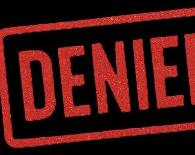 Denied Stamp Tee | Retro Red Rubber Stamp Graphic T-Shirt