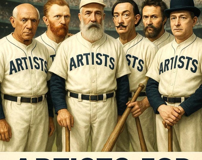 Artists for Baseball T-Shirt | Vintage Baseball Team of Famous Artists Graphic Tee